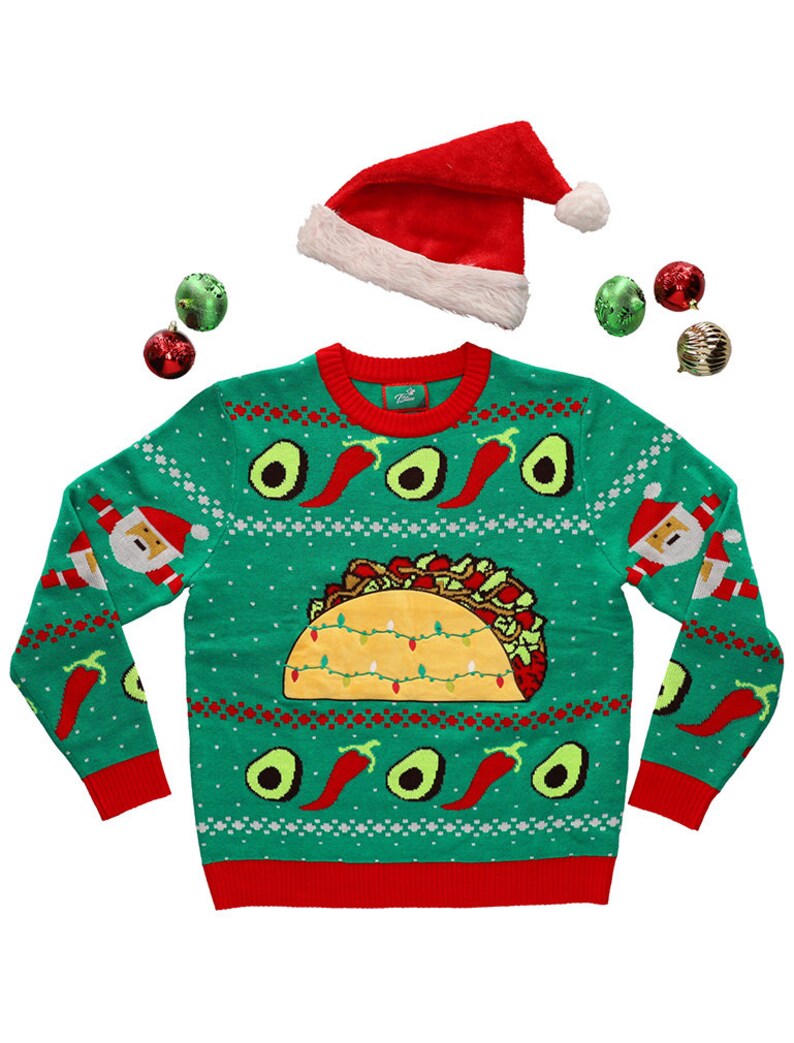 Taco Ugly Christmas Sweater for Men and Women Funny Taco Santa Etsy
