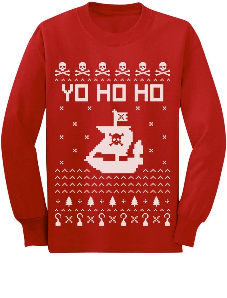 Yo Ho Ho Ugly Christmas Pirate's Ship Ugly Xmas ToddlerKids Long sleeve T Shirt Yo Ho Ho Ugly Christmas Pirate's Ship Ugly Xmas ToddlerKids Long sleeve T Shirt