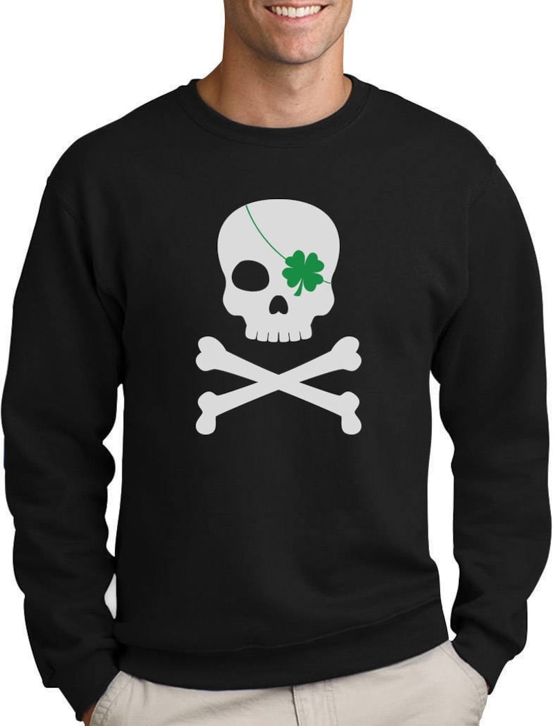 Irish Clover Skull St Patrick/'s Day Sweatshirt