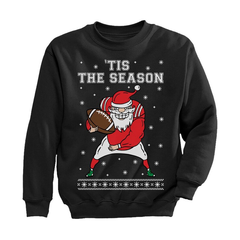 Santa Claus /'Tis The Season Ugly Christmas For Football Youth Kids Sweatshirt