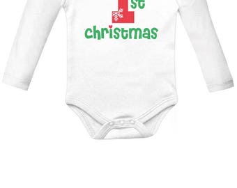 First Christmas Baby Boy / Baby Girl Cute Xmas Baby Long Sleeve Bodysuit