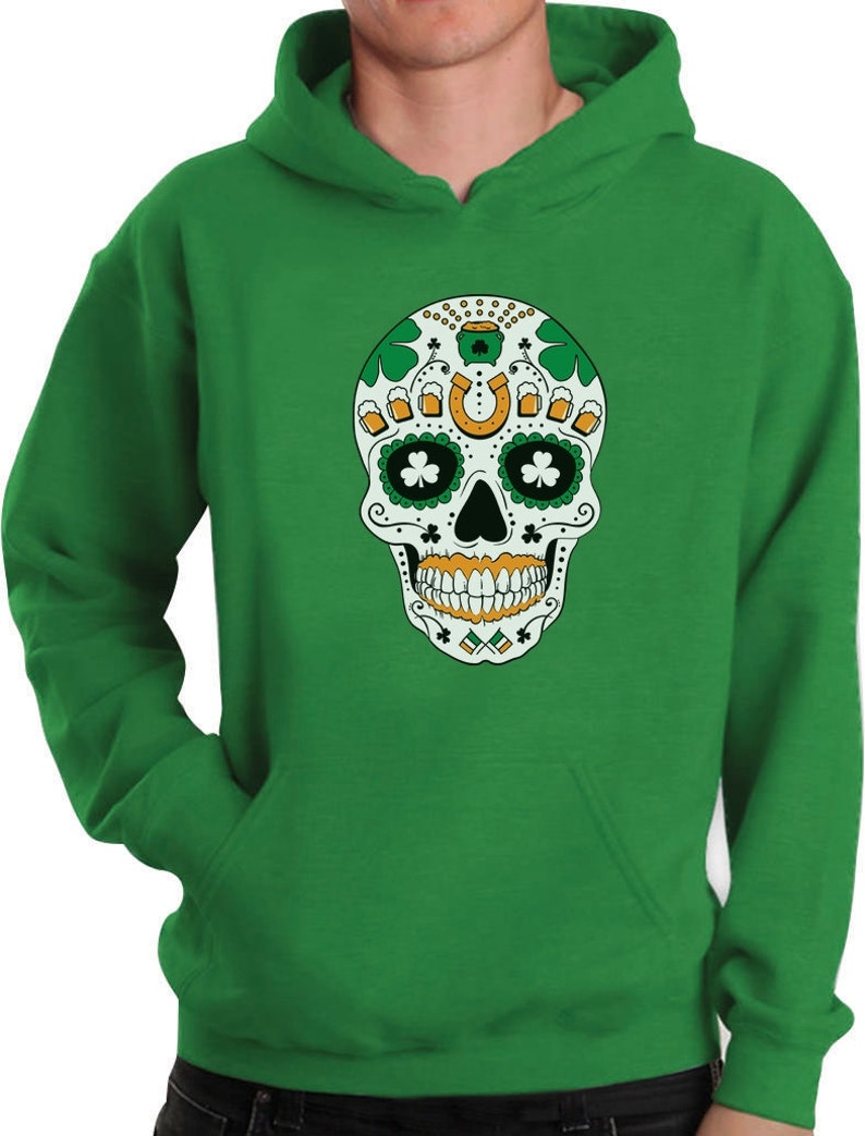 Patrick/'s Day Irish Sugar Skull Men/'s Hoodie St