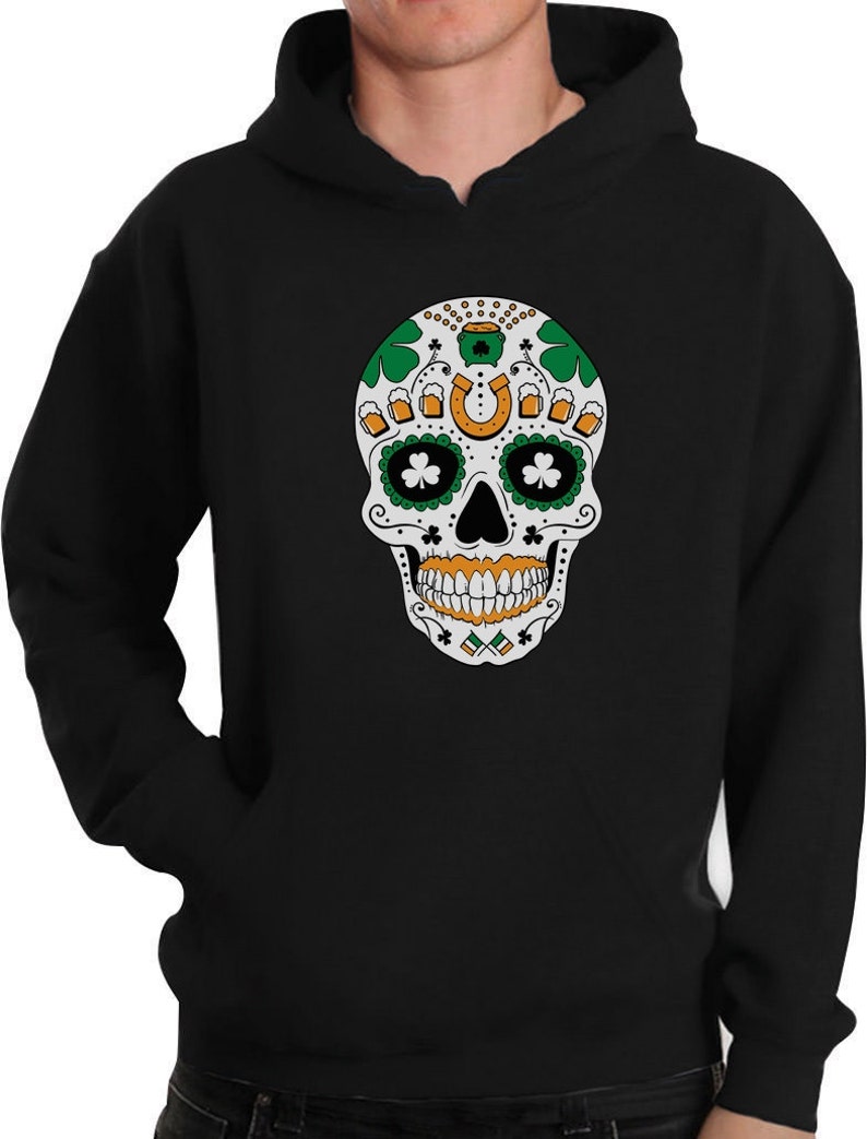 Patrick/'s Day Irish Sugar Skull Men/'s Hoodie St