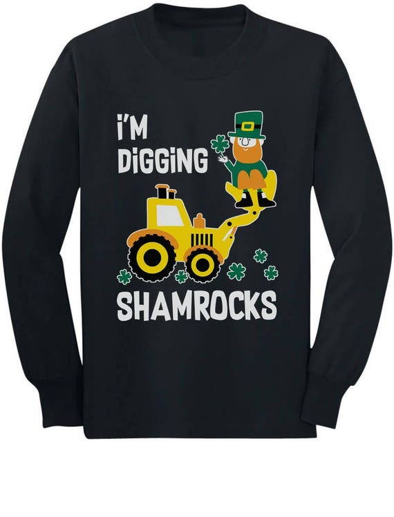 Patricks 3//4 Sleeve Baseball Jersey Toddler Shirt Im Digging Shamrocks St