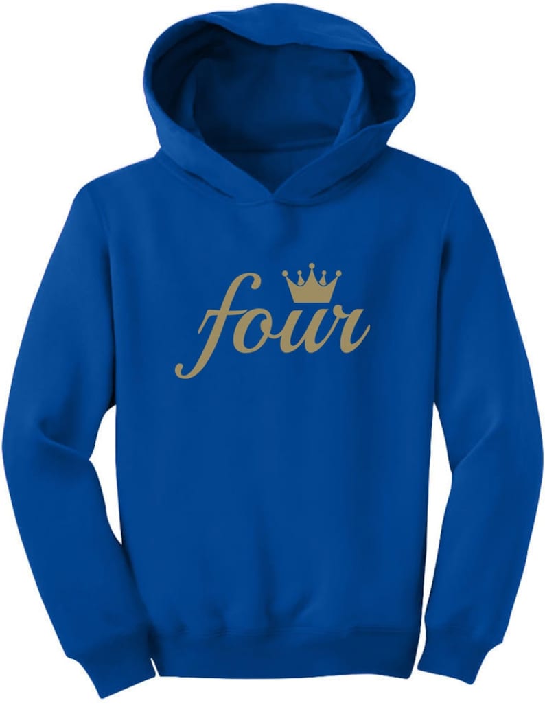 Fourth Birthday Gift 4 Year Old Birthday Crown Toddler Hoodie