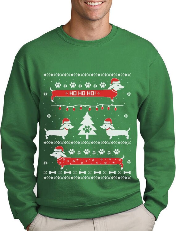 Funny Dachshund Snow Ho Ho Ho Ugly Christmas Sweater | Etsy