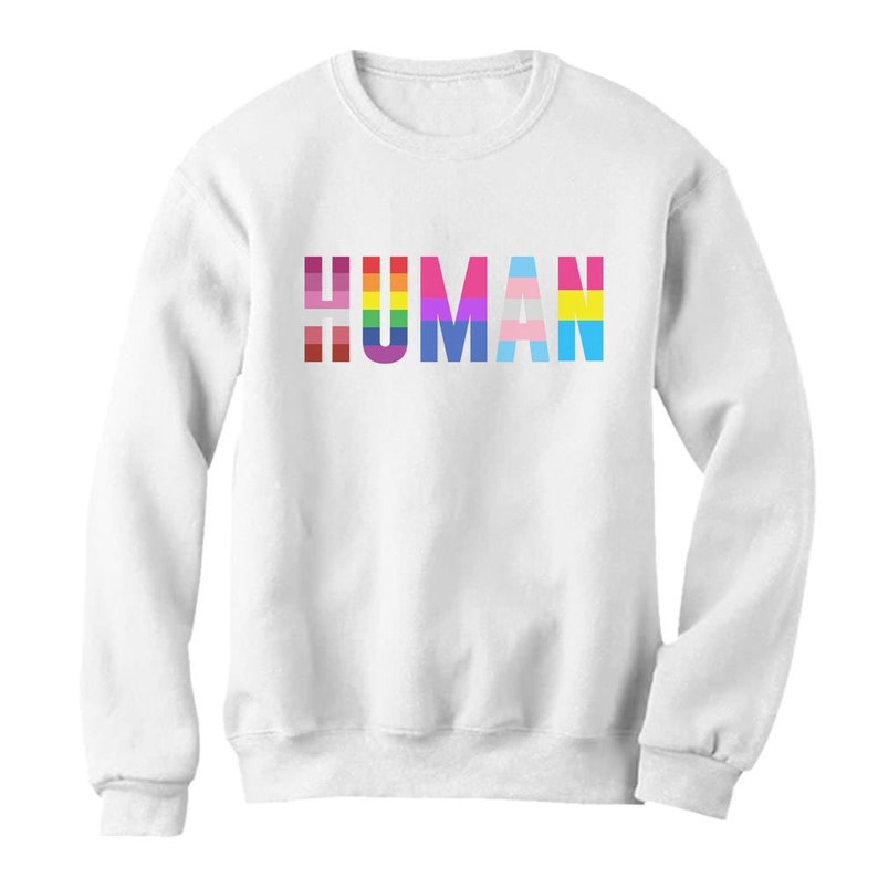 HUMAN LGBT Flag Gay Pride Awareness Rainbow Women Sweatshirt