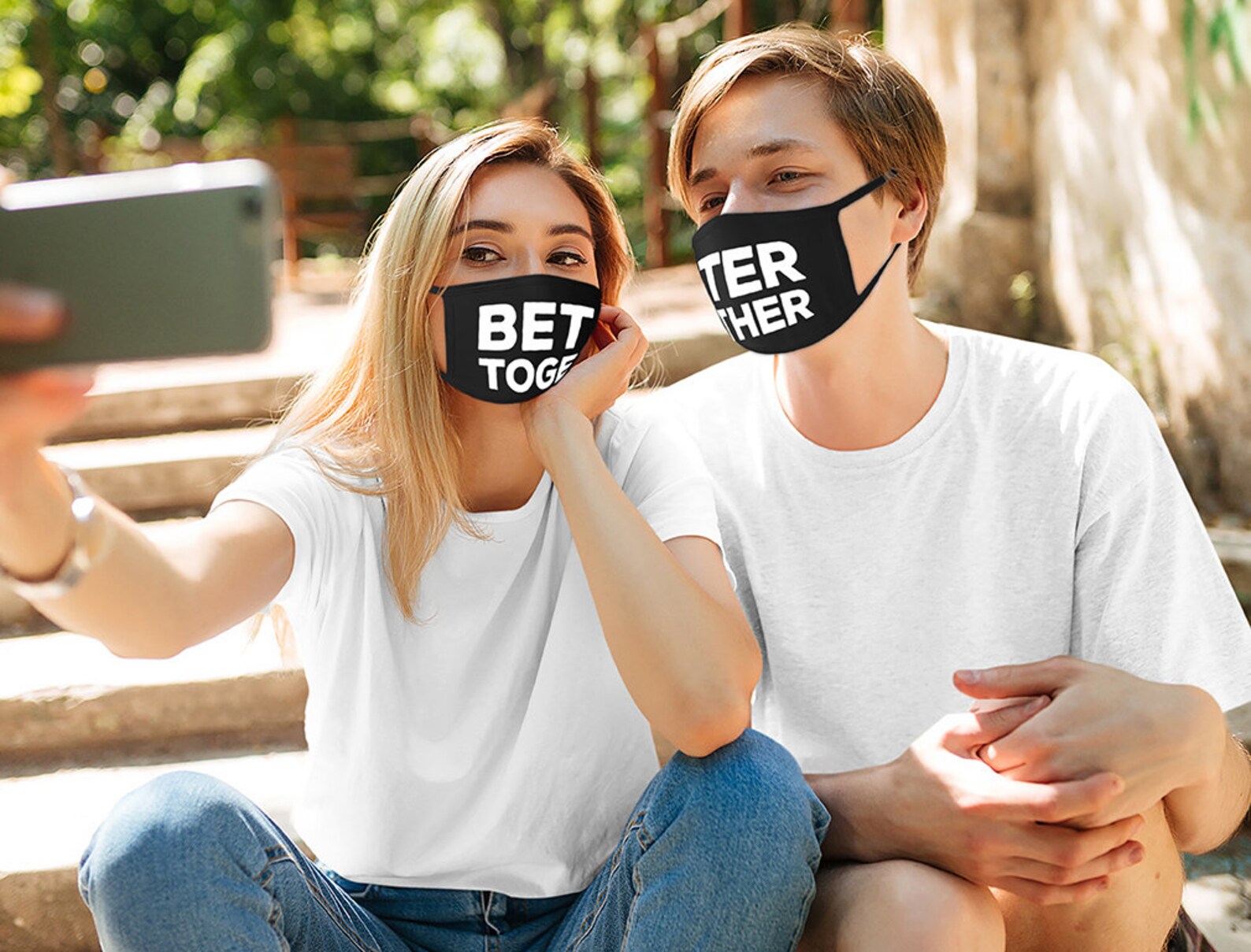 Better Together Matching Couples Face Mask Set of 2 Washable Etsy