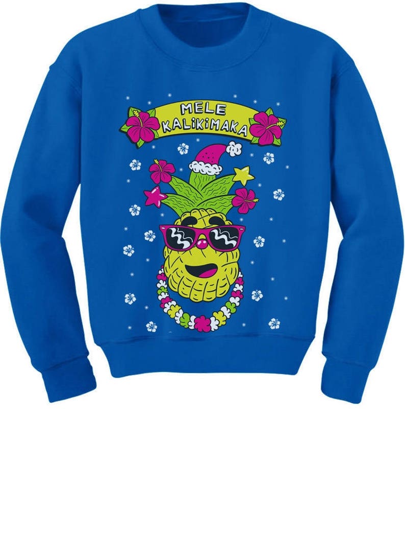 Mele Kalikimaka Hawaiian Pineapple Ugly Christmas Youth Kids Sweatshirt