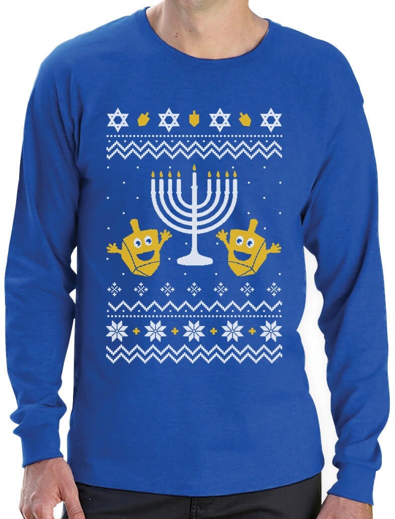 Happy Hanukkah Ugly Christmas Sweater Men's Long Sleeve Etsy