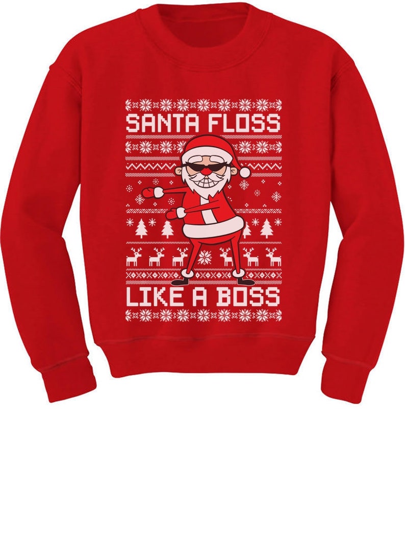 Santa Floss Like a Boss Ugly Christmas Sweater Youth Kids Sweatshirt