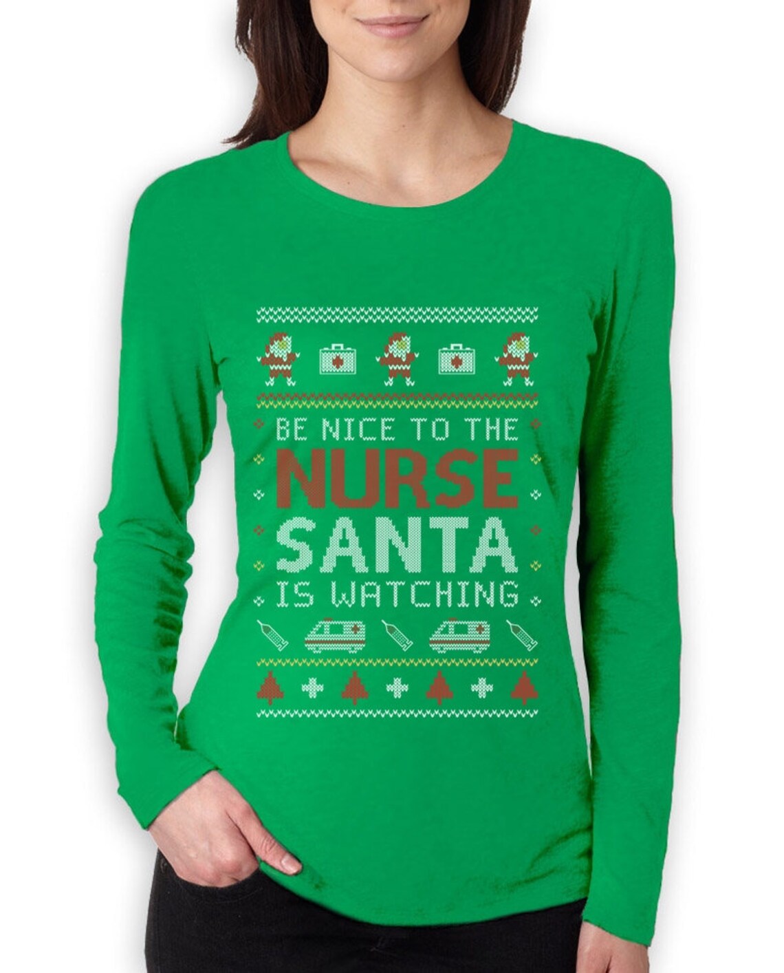 Nurse Ugly Christmas sweater Funny Nurses Xmas Gift Women Long Etsy