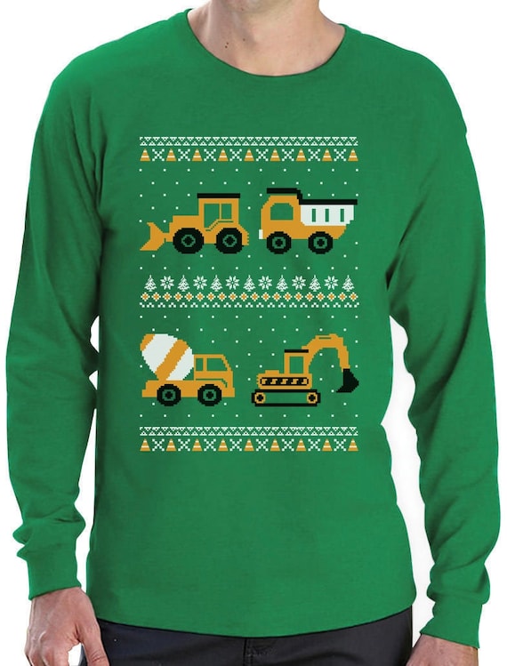 Tractors /& Bulldozers Ugly Christmas Sweater Toddler//Kids Long sleeve T-Shirt