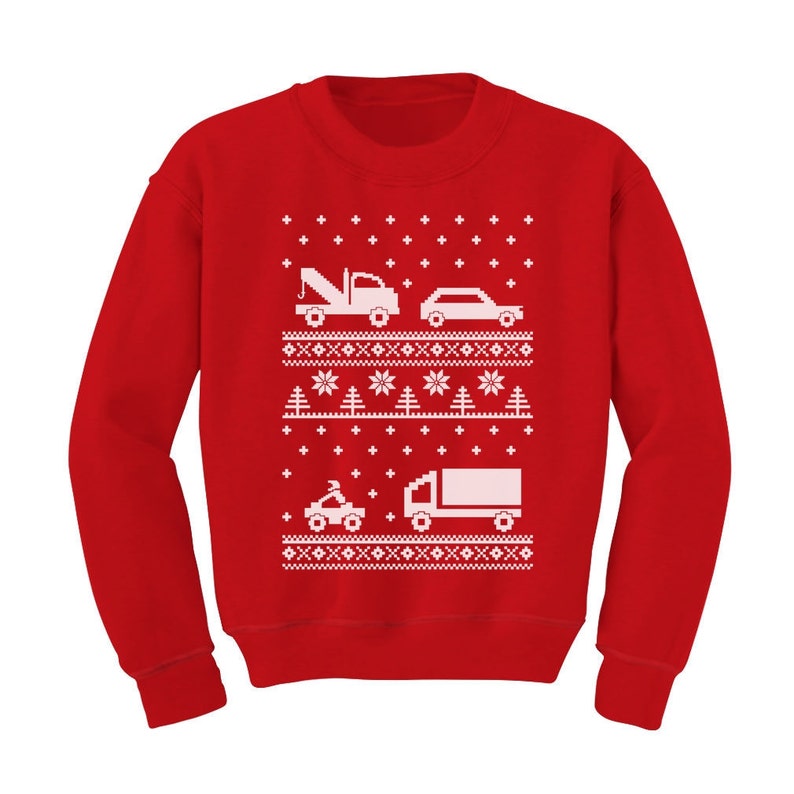 Xmas Children Clothing Cars Ugly Christmas Sweater Long Sleeve Kids T-Shirt