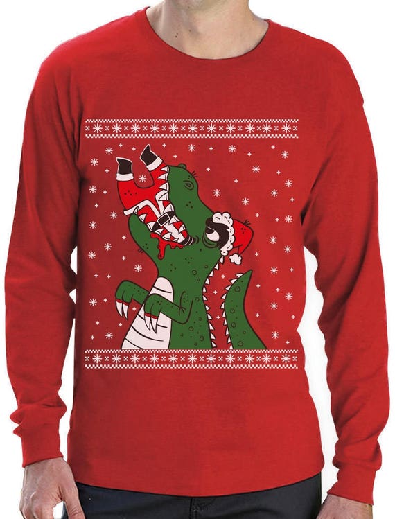 santa t rex sweater