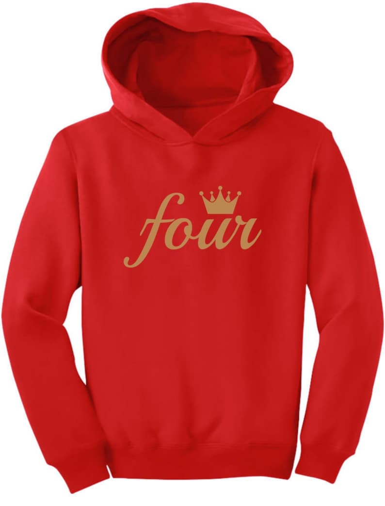 Fourth Birthday Gift 4 Year Old Birthday Crown Toddler Hoodie