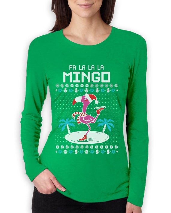 Fa La La Flamingo Ugly Christmas Sweater Funny Women Long | Etsy