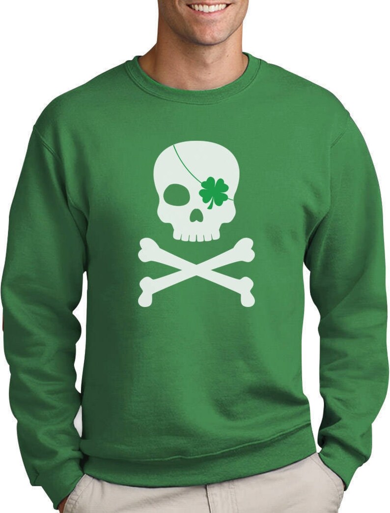 Irish Clover Skull St Patrick/'s Day Sweatshirt