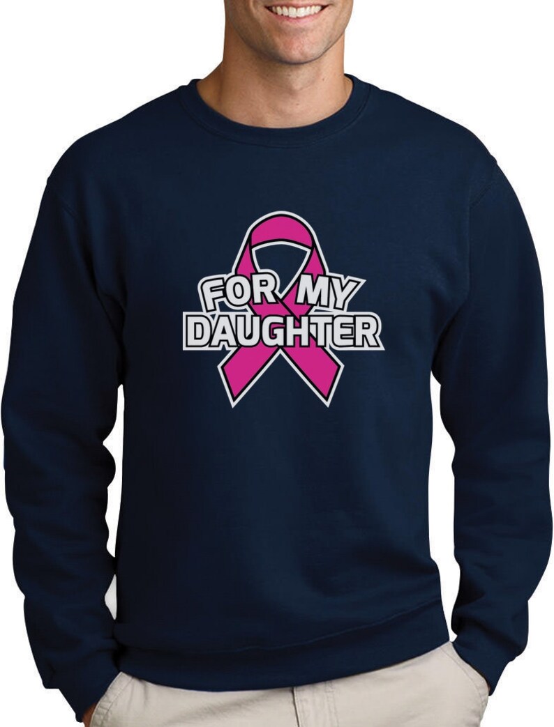 Ribbon For My Daughter Men/'s Crewneck Sweatshirt Cancer Awareness