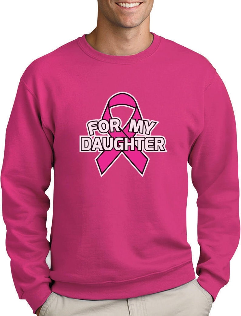 Ribbon For My Daughter Men/'s Crewneck Sweatshirt Cancer Awareness