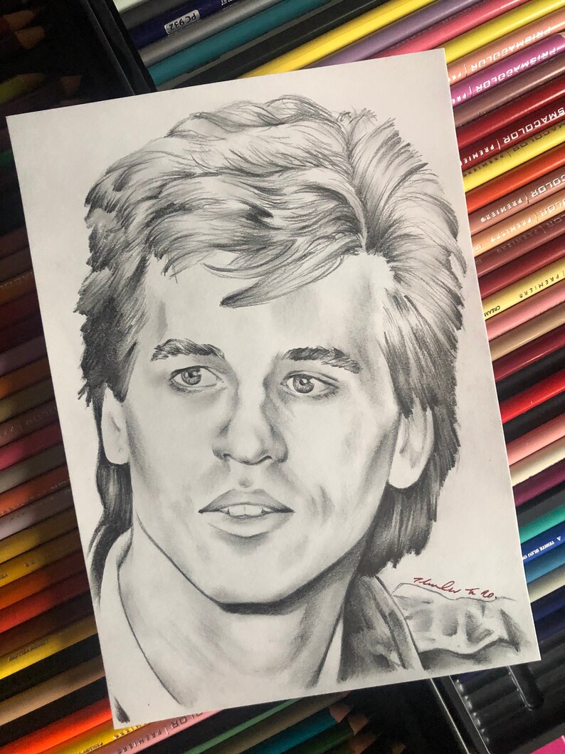 Val Kilmer Original Pencil Drawing. A5 Fanart. 21 X 15 Cms Etsy