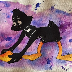 Daffy Duck watercolour Painting / drawing. Original Fan-ART a4