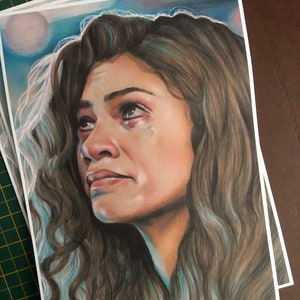 PRINT.... Zendaya ... Original Fan-art ..  . signed print . Rue Euphoria