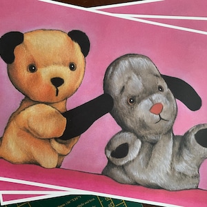 PRINT .. Sooty & Sweep  .. signed fan-art . uk A4 size .