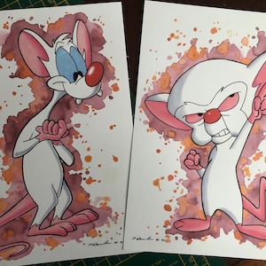 2 x PRINT .. Pinky und das Gehirn .. signiert Fan-ART A4.
