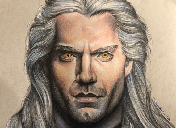 The Witcher Original Pencil Drawing Fan Art A4 Henry Cavill Etsy