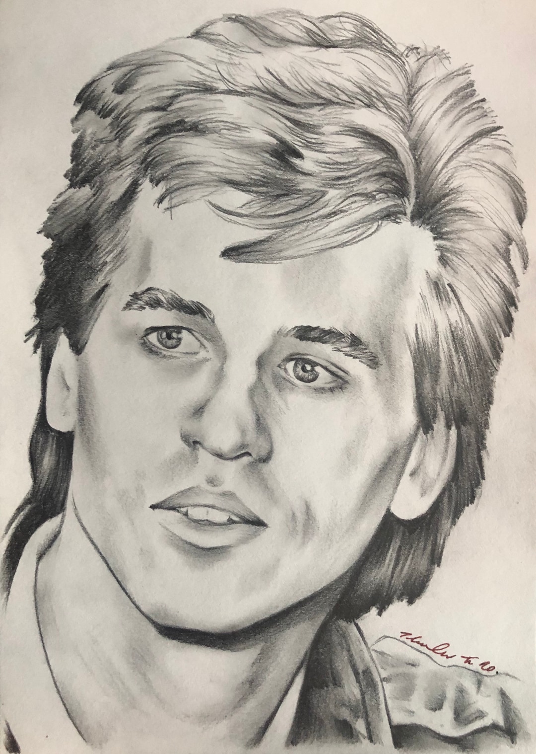 Val Kilmer Original Pencil Drawing. A5 Fanart. 21 X 15 Cms Top Secret