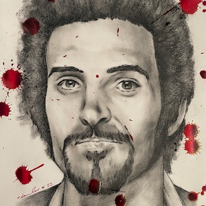 The Yorkshire Ripper Peter Sutcliffe original pencil / pen drawing . Original fan-ART ( uk A4 size)