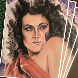 PRINT.... Zuul Dana Barrett ... Original Fan-art ..  . signed print . Ghostbusters Sigourney Weaver