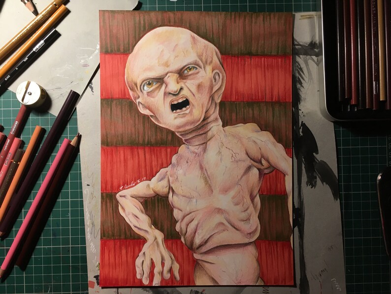 Freddy Krueger baby the dream child original pencil