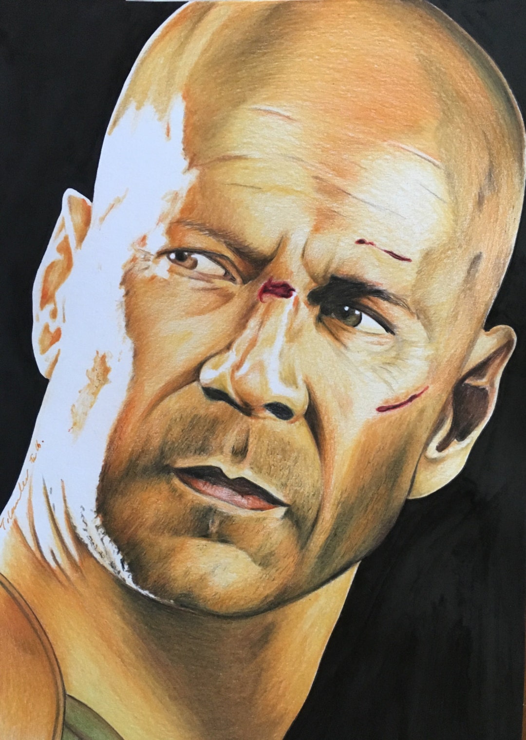 Bruce Willis Die Hard Original Pencil Drawing .fan-art A4. - Etsy