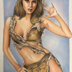 Raquel Welch pencil Drawing.  Original Fan-ART A4 new 2023. One Million Years BC