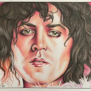 Marc Bolan T-Rex Original pencil  drawing  Fan-ART A4. 2023