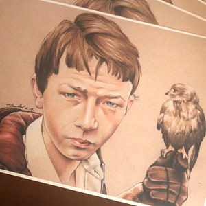 PRINT ... KES .. original fan-art. Billy Casper 1969 Movie .. Signed