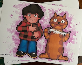 PRINT .. Charley Says . signed Fan-art A4 size . 70s Charly Charlie . Public information films. Prodigy