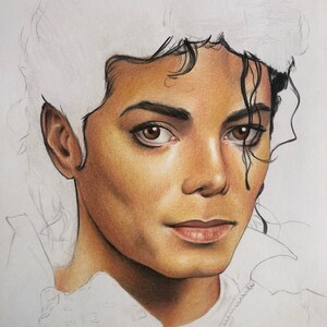 Michael Jackson Dessin original au crayon. Fan-ART A4. image 5