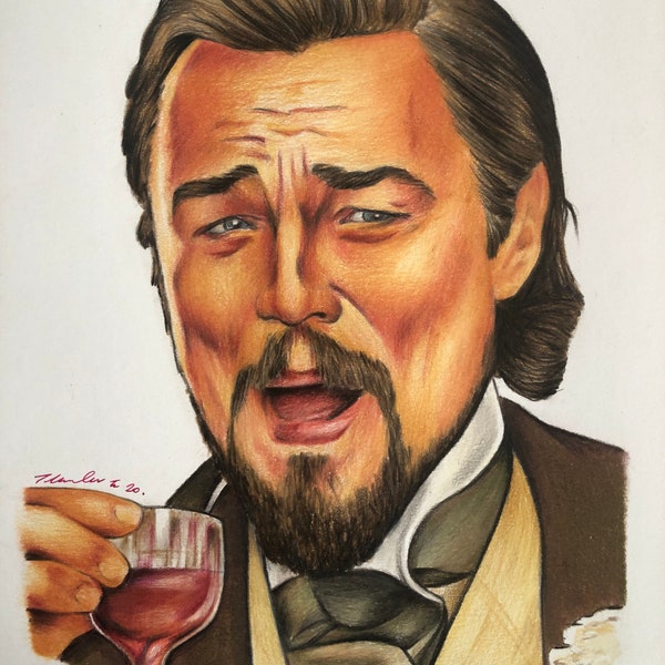 Leonardo DiCaprio original pencil drawing . A4 fan-art Django Unchained Calvin Candie