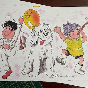 IMPRIMIR... The Perishers... fan art firmado. Tamaño A4 del Reino Unido. Serie de dibujos animados retro para niños de los años 70 del Reino Unido