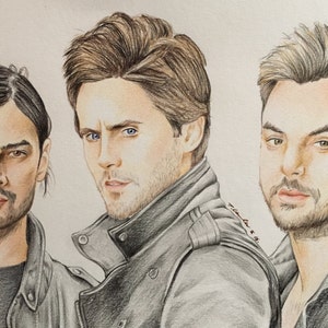 30 Seconds to Mars Original pencil drawing .Fan-ART A4. jared leto