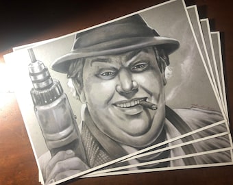 IMPRIMER.... John Candy ... Fan-art original ..  impression signée. Oncle Buck