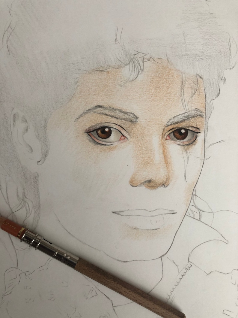 Michael Jackson Dessin original au crayon. Fan-ART A4. image 9