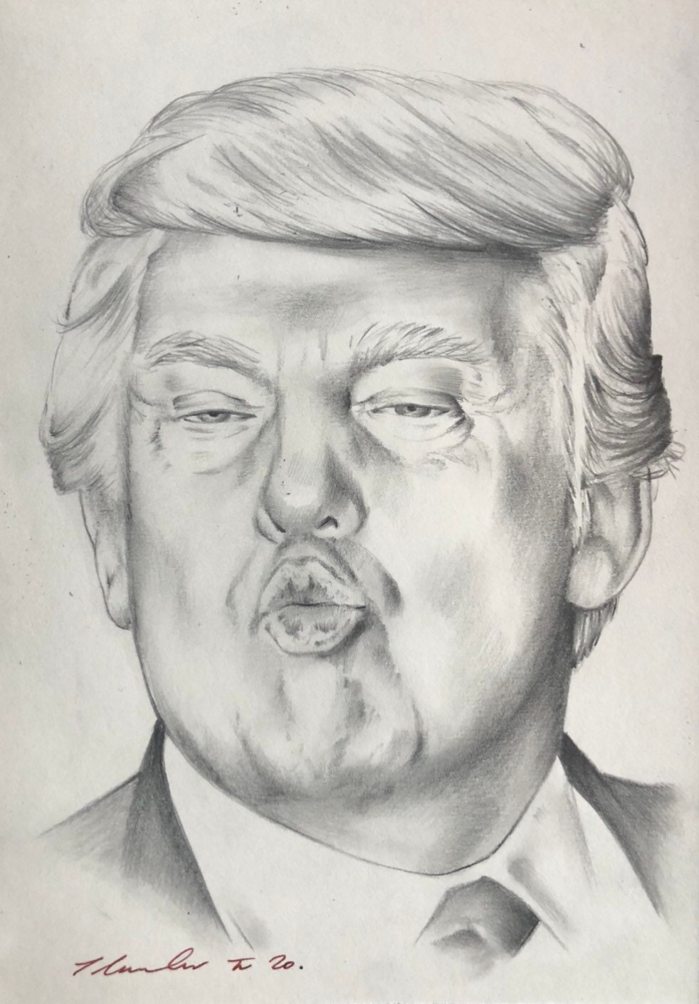 Dibujo a lápiz original de Donald Trump. A5 fan-art. - Etsy España