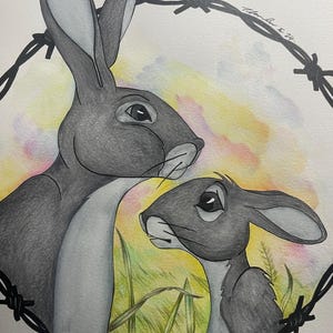 Watership Down .. signed Fan-art drawing/ painting.. uk A4 size . 70s British film 1970s