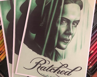 PRINT ... Ratched ... signed Fan-ART A4. Sarah Paulson
