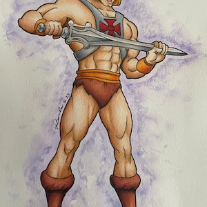 He-Man watercolour Painting / drawing. Original Fan-ART a4 MOTU