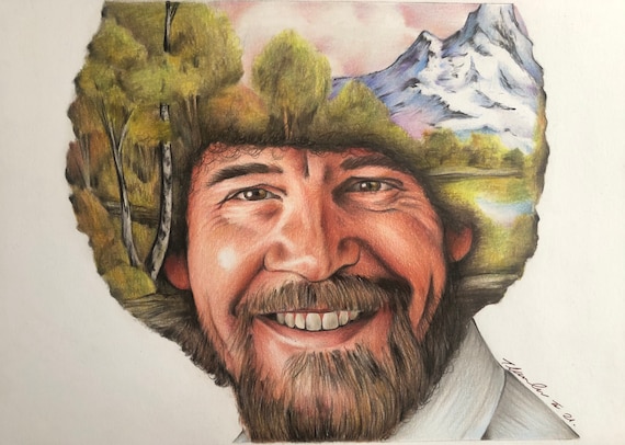 Bob Ross Pencil Drawing . A4 Original Fan art Etsy Israel
